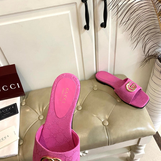 GUCCI 26S SLIDES IN PINK CANVAS