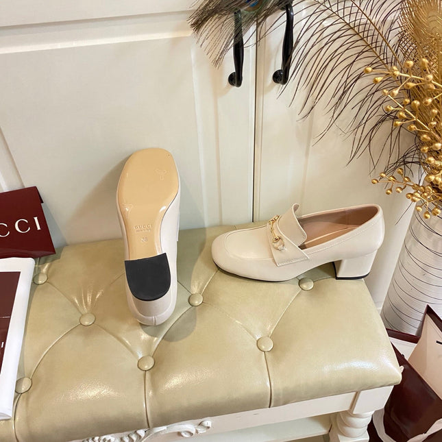 GUCCI 26S HORSEBIT LOAFERS 55 MM IN IVORY SMOOTH CALFSKIN