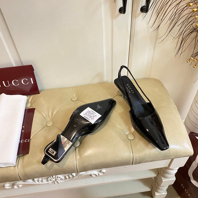 GUCCI 26S SLINGBACK 55 MM IN BLACK CALFSKIN