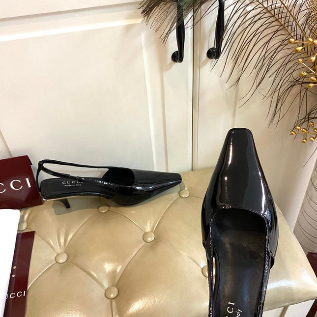 GUCCI 26S SLINGBACK 55 MM IN BLACK CALFSKIN