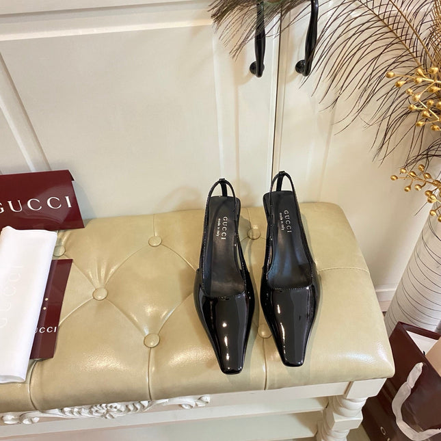GUCCI 26S SLINGBACK 55 MM IN BLACK CALFSKIN