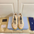 PRADA 26S LACE UP SNEAKERS CHUNKY SOLE IN BEIGE TECH FABRIC AND MESH