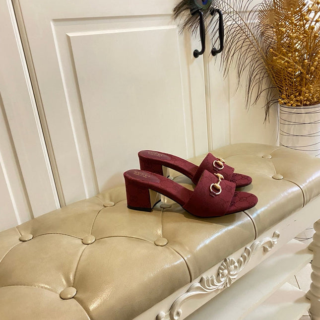GUCCI 26S HIGH-HEELED SANDALS 65 MM IN RED CANVAS