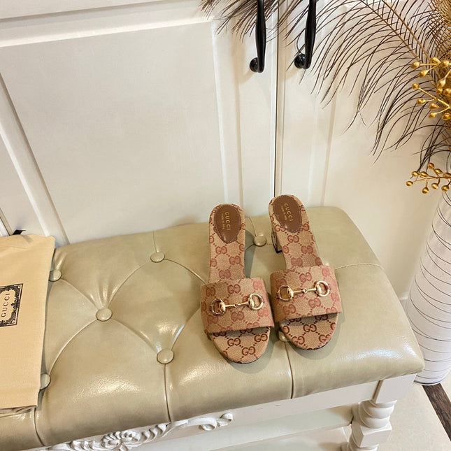 GUCCI 26S HIGH-HEELED SANDALS 65 MM IN CAMEL BROWN CANVAS