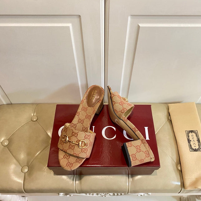 GUCCI 26S HIGH-HEELED SANDALS 65 MM IN CAMEL BROWN CANVAS