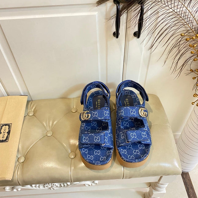 GUCCI 26S SANDALS IN BLUE JACQUARD FABRIC STYLE 2