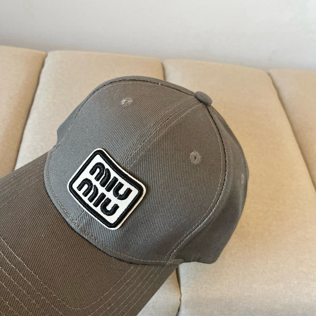 MIUMIU BASEBALL CAP IN DARK GREY KHAKI FABRIC STYLE 1