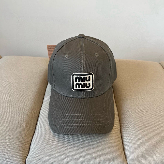MIUMIU BASEBALL CAP IN DARK GREY KHAKI FABRIC STYLE 1