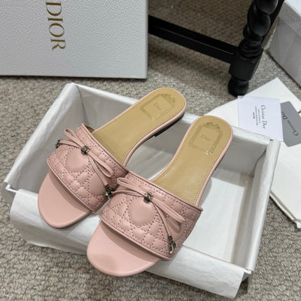 DIOR 26S FLAT MULES IN PINK QUILTED LAMBSKIN SILVER HARDWARE