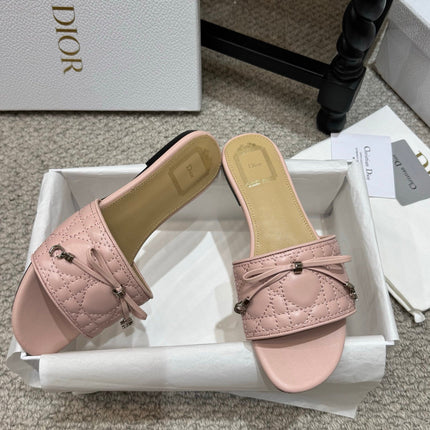 DIOR 26S FLAT MULES IN PINK QUILTED LAMBSKIN SILVER HARDWARE