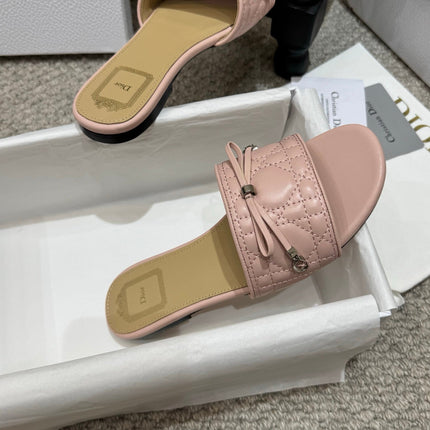 DIOR 26S FLAT MULES IN PINK QUILTED LAMBSKIN SILVER HARDWARE
