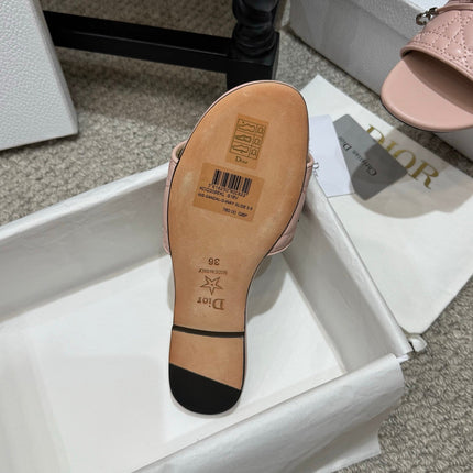 DIOR 26S FLAT MULES IN PINK QUILTED LAMBSKIN SILVER HARDWARE