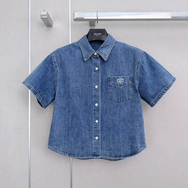 CELINE 26S SHORT SLEEVE DENIM SHIRT 321