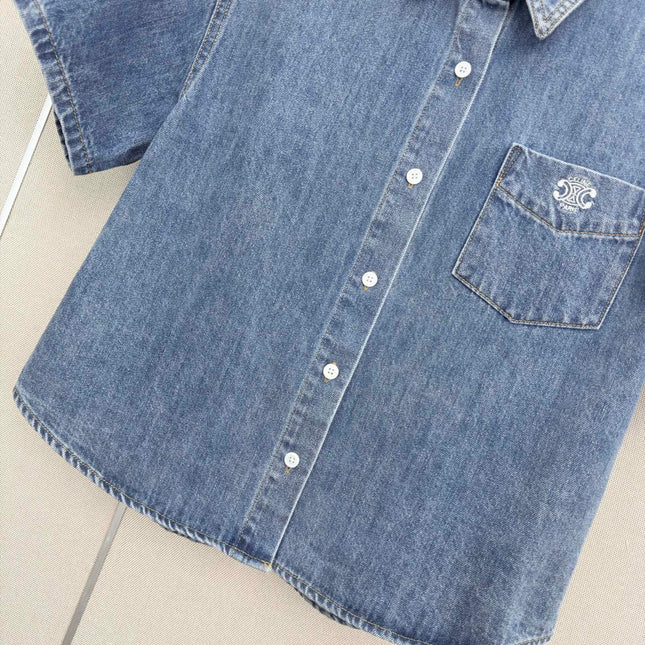 CELINE 26S SHORT SLEEVE DENIM SHIRT 321
