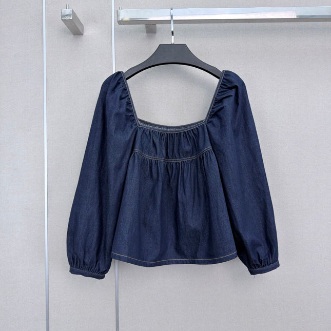 YSL 26S PUFF SLEEVE DENIM TOP 414