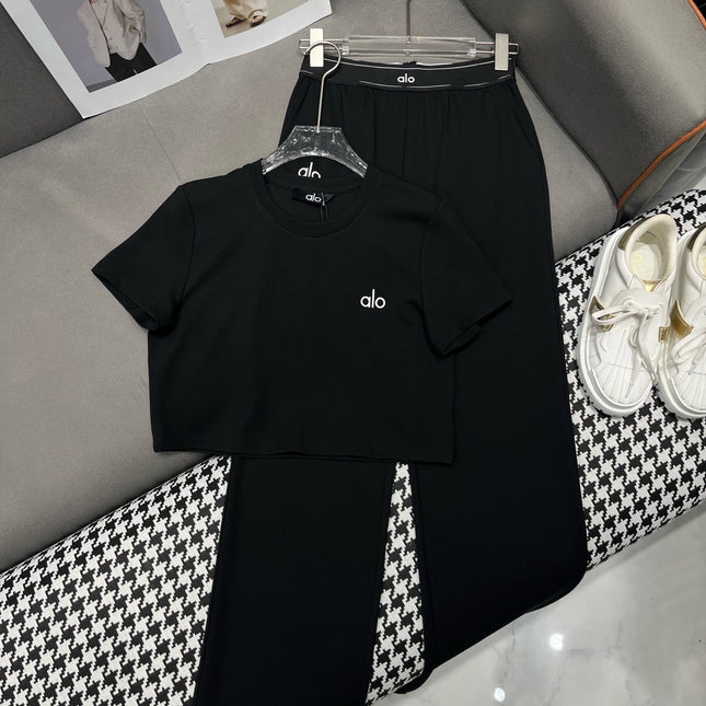 T SHIRT AND WIDE LEG PANTS SET 4 WAY STRETCH FABRIC 266707