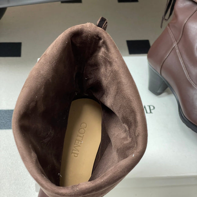 ALO 25S FOLD-OVER ANKLE BOOTS 50 MM IN DARK BROWN LAMBSKIN