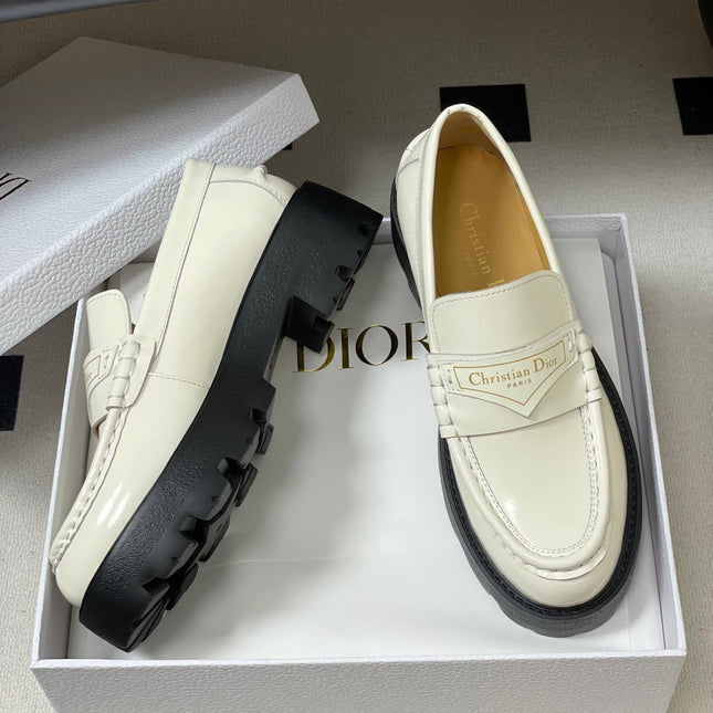 DIOR 25S BOY PLATFORM LOAFERS IN CREAM WHITE LAMBSKIN