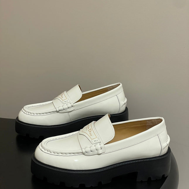 DIOR 25S BOY PLATFORM LOAFERS IN CREAM WHITE LAMBSKIN