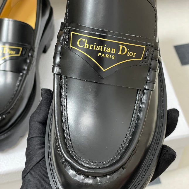 DIOR 25S BOY PLATFORM LOAFERS IN BLACK LAMBSKIN