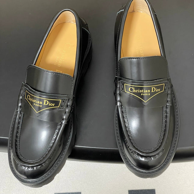 DIOR 25S BOY PLATFORM LOAFERS IN BLACK LAMBSKIN