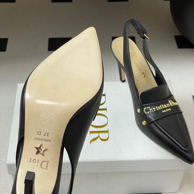 DIOR 25S BOY SLINGBACK HIGH HEELS 85 MM IN BLACK LAMBSKIN