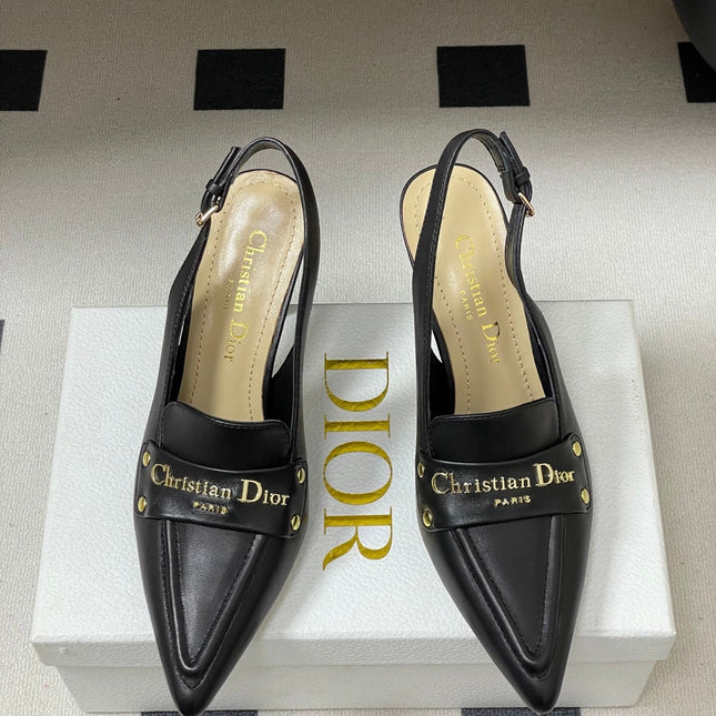 DIOR 25S BOY SLINGBACK HIGH HEELS 85 MM IN BLACK LAMBSKIN