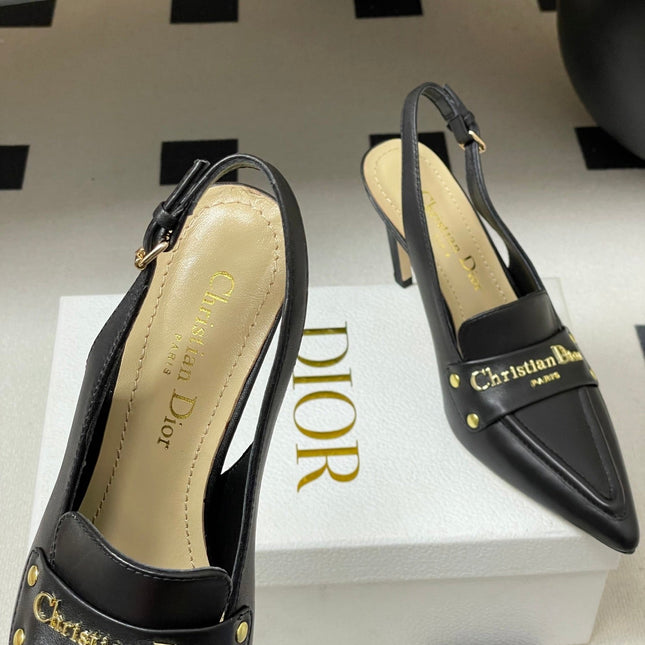 DIOR 25S BOY SLINGBACK HIGH HEELS 85 MM IN BLACK LAMBSKIN