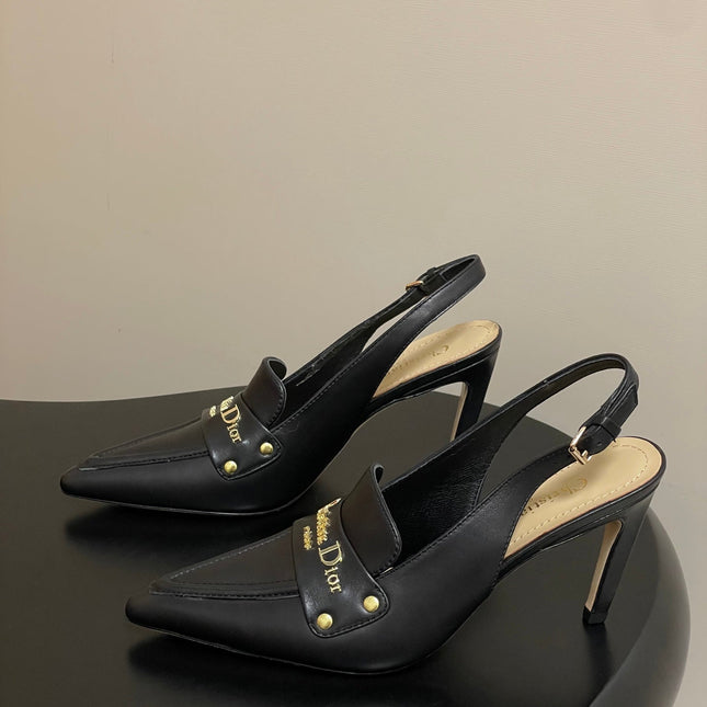 DIOR 25S BOY SLINGBACK HIGH HEELS 85 MM IN BLACK LAMBSKIN