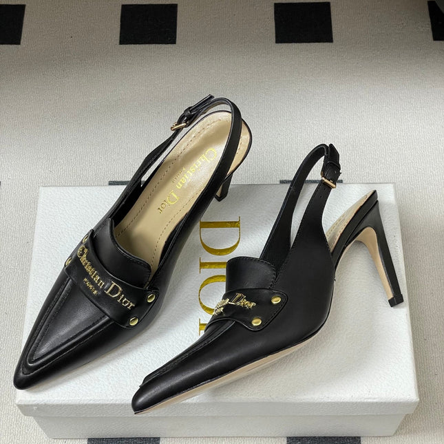 DIOR 25S BOY SLINGBACK HIGH HEELS 85 MM IN BLACK LAMBSKIN