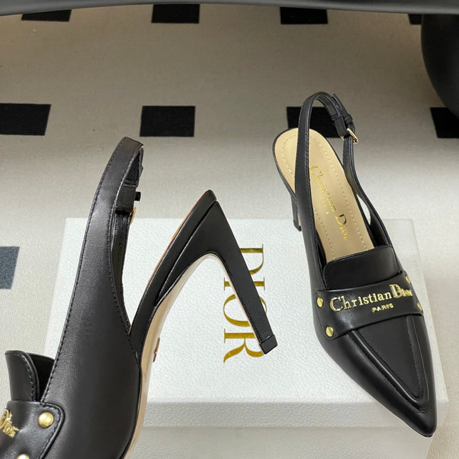 DIOR 25S BOY SLINGBACK HIGH HEELS 85 MM IN BLACK LAMBSKIN