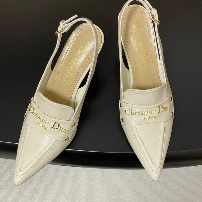 DIOR 25S BOY SLINGBACK HIGH HEELS 85 MM IN WHITE LAMBSKIN