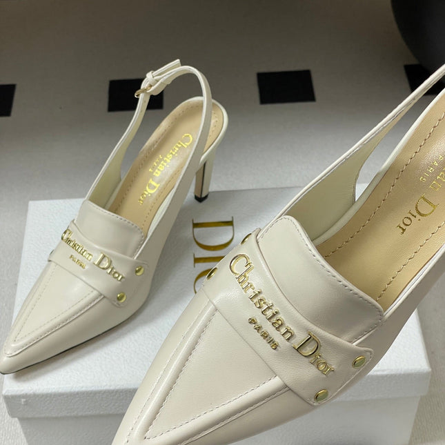 DIOR 25S BOY SLINGBACK HIGH HEELS 85 MM IN WHITE LAMBSKIN