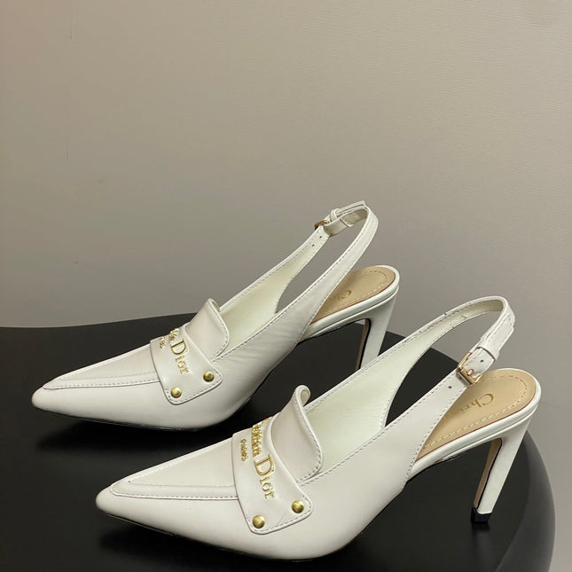 DIOR 25S BOY SLINGBACK HIGH HEELS 85 MM IN WHITE LAMBSKIN