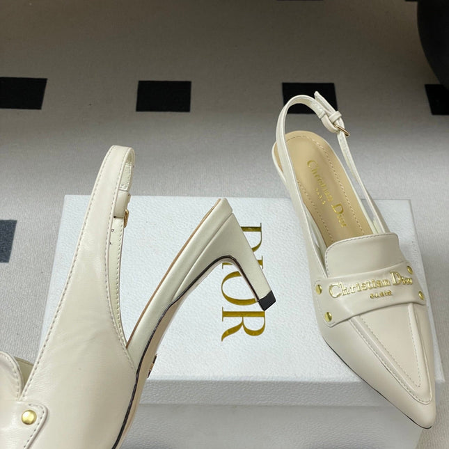 DIOR 25S BOY SLINGBACK HIGH HEELS 50 MM IN WHITE LAMBSKIN