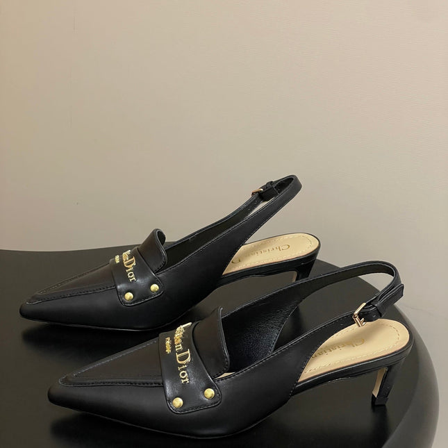 DIOR 25S BOY SLINGBACK HIGH HEELS 50 MM IN BLACK LAMBSKIN