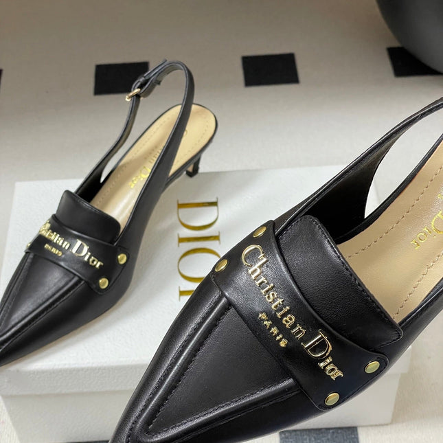 DIOR 25S BOY SLINGBACK HIGH HEELS 50 MM IN BLACK LAMBSKIN