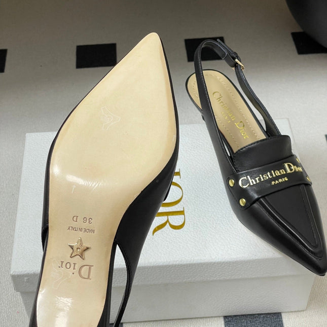 DIOR 25S BOY SLINGBACK HIGH HEELS 50 MM IN BLACK LAMBSKIN