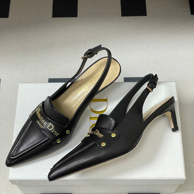 DIOR 25S BOY SLINGBACK HIGH HEELS 50 MM IN BLACK LAMBSKIN