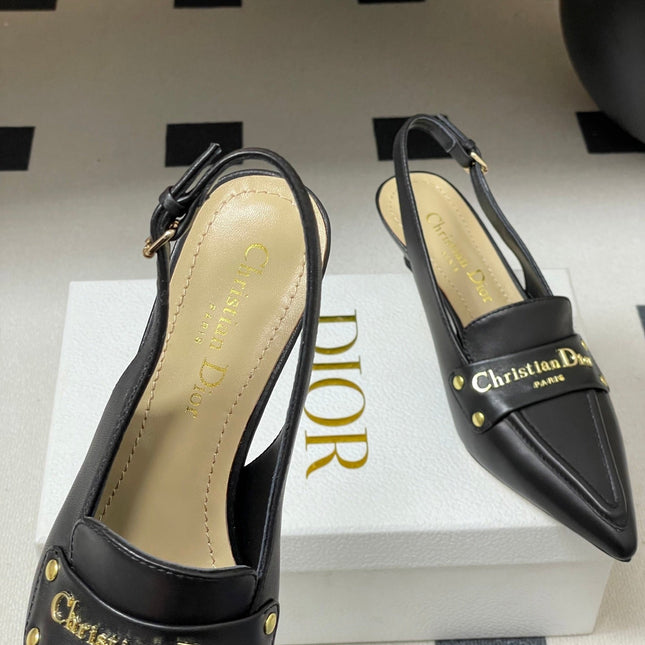 DIOR 25S BOY SLINGBACK HIGH HEELS 50 MM IN BLACK LAMBSKIN