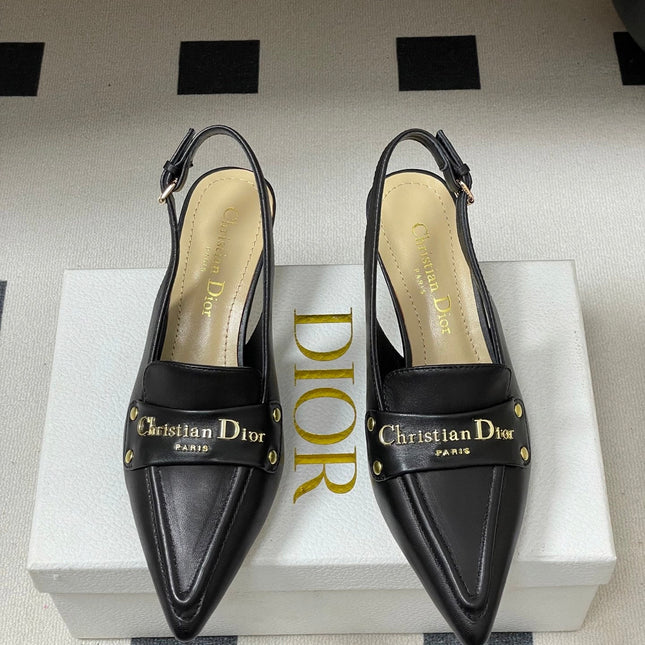 DIOR 25S BOY SLINGBACK HIGH HEELS 50 MM IN BLACK LAMBSKIN