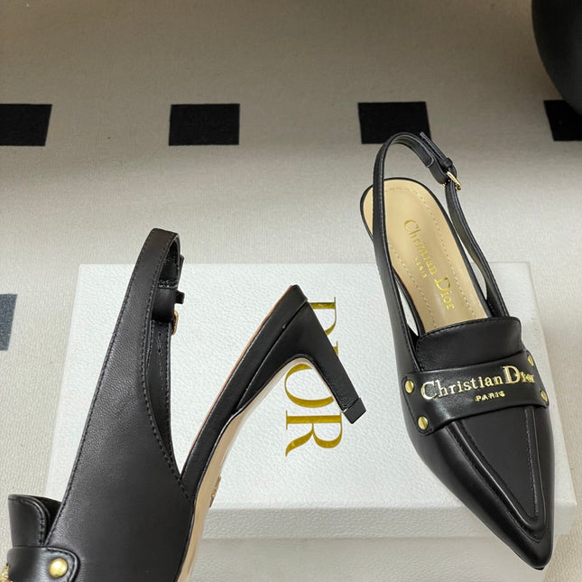 DIOR 25S BOY SLINGBACK HIGH HEELS 50 MM IN BLACK LAMBSKIN