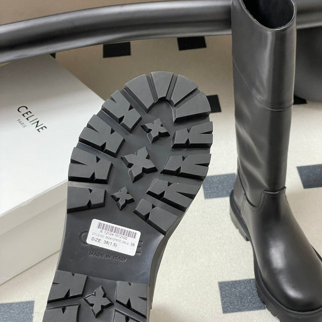 CELINE 26S MARGARET HIGH BOOTS IN BLACK CALFSKIN