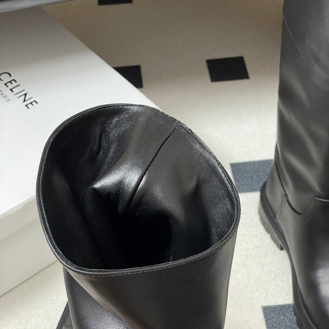 CELINE 26S MARGARET HIGH BOOTS IN BLACK CALFSKIN
