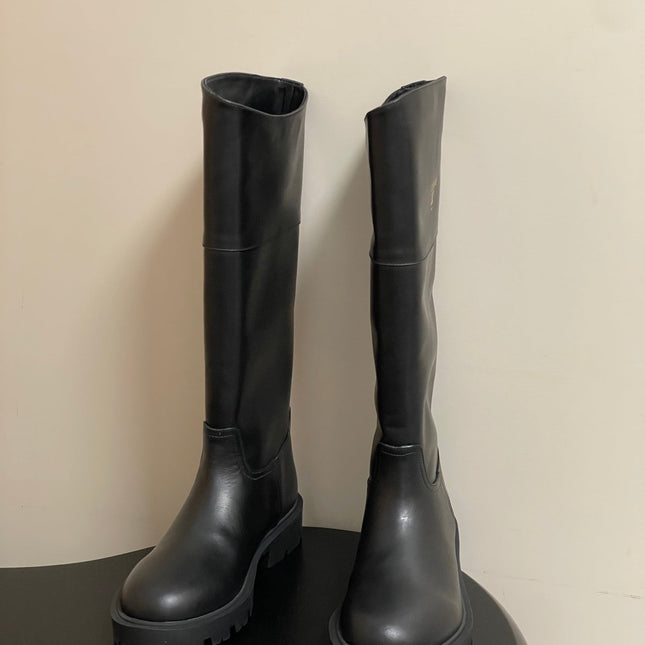 CELINE 26S MARGARET HIGH BOOTS IN BLACK CALFSKIN