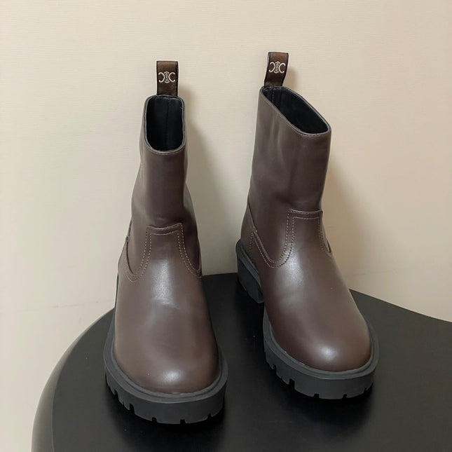 CELINE 26S MARGARET ANKLE BOOTS IN DARK BROWN CALFSKIN