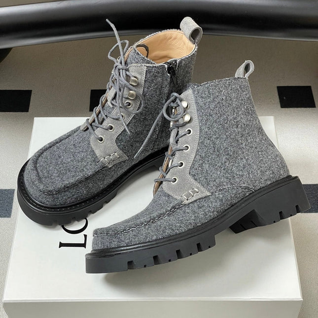 LOEWE 26S ANKLE BOOTS IN GRAY FABRIC