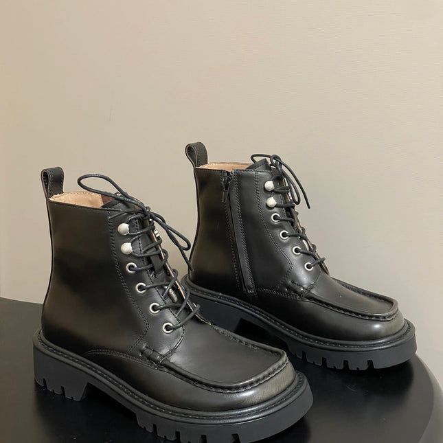 LOEWE 26S ANKLE BOOTS IN DARK OLIVE GRAY CALFSKIN