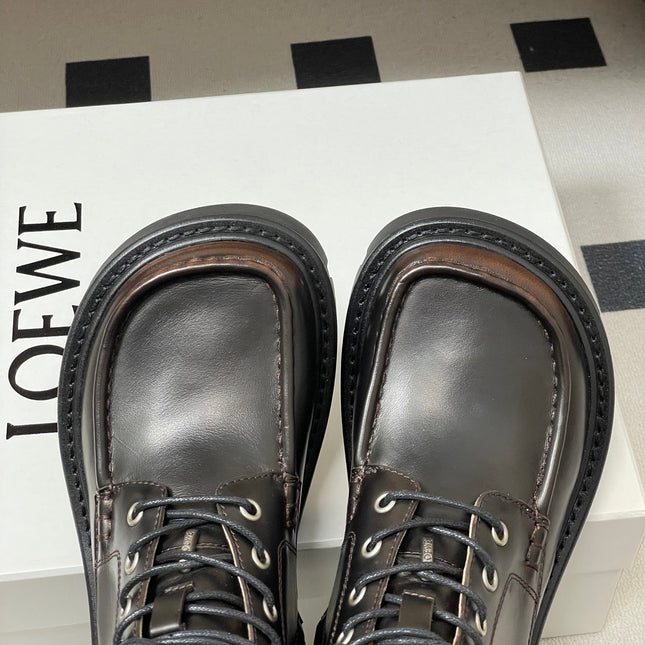 LOEWE 26S ANKLE BOOTS IN DARK BROWN CALFSKIN
