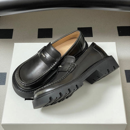 LOEWE 26S LOAFER IN DARK OLIVE GRAY CALFSKIN